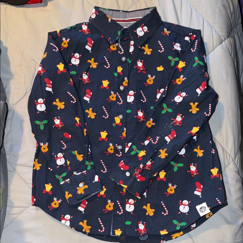 Festive Holiday Button-Up Shirt